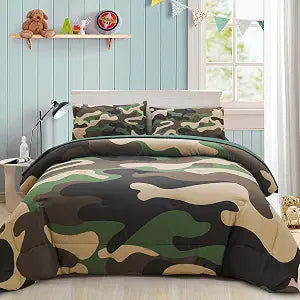 Holawakaka Kid Teen Full Size Camo Bedding Comforter Set with Sheets