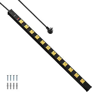 SURAIELEC 12 Outlet Industrial Long Power Strip Surge Protector, 15 FT Cord