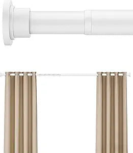 Heavy Duty Tension Curtain Rod by EZFurni, 42 to 123 Inches, Anti-Slip Spring Loaded Curtain Rods No Drilling, Apartment Renter Friendly Tension Rods for Windows, Bathroom, Patio, Room Divider, White