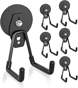 ENUODA Strong Magnetic Hooks Large Rare Earth Magnet Hooks Heavy Duty Utility Magnetic Tool Holder for Garage Organization, Van, Barn, to Hang Bag, Coat, Power Tool, Toolbox, Shovel, Broom,6 Pack
