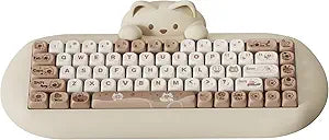 YUNZII C68 Wireless Mechanical Keyboard,65% Layout,Hot Swap,Triple Mode BT5.0/2.4G/Wired, RGB Backlit NKRO,Cute Cat Silicone Ergonomic Design for Win/Mac (Brown, Milk Switch)