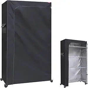 Storage Shelf Cover for Wire Rack Heavy Duty Plastic Rack Protective Cover, Waterproof & Dustproof with Two-Way Zipper, Fits 48" W x 20" D x 72" H Metal Shelving (No Shelves,Black)