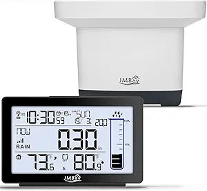 Digital Rain Gauge Outdoor with Thermometer, Self-Emptying Wireless Rain Gauges Outdoors Best Rated, High Precision Electronic Remote Rain Collector, Freeze Proof Automatic Rain Measure Gauge for Yard