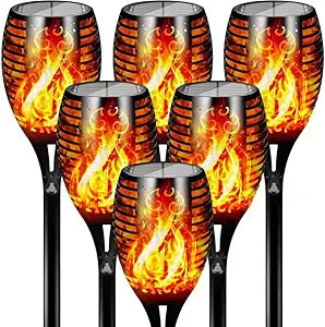 Otdair 96 LED Solar Lights Outdoor Upgraded 6 Pack, 43" Tall & Super Larger Size, Waterproof Torches for Outside, 2200mAh Solar Solar Torch Light with Flickering Flame for Path Yard Garden