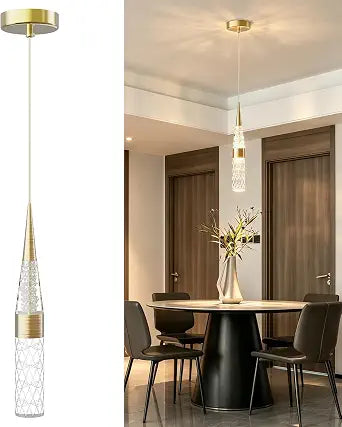 Gold Crystal-Style Acrylic Pendant Light, 3-Color Dimmable