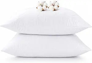 CoolShields Premium Cotton Waterproof Pillow Protectors with Zipper, Breathable & Noiseless, Hypoallergenic Soft Skin-Friendly Surface for All-Night Comfort, Standard Size - 20x26 (2 Pack)