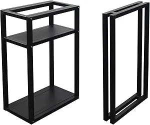 MBQQ Furniture Legs 28Height 17.7Wide Rustic Decory Table Legs,Heavy Duty Metal Desk Legs,Computer Desk Legs with Shelves,Industrial Modern,DIY Home Office Table with Iron Legs