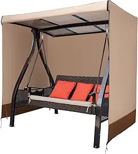 Outdoor Swing Cover 3 Triple Seater Waterproof Patio Porch Swing Covers Replacement for Winter,3 Seater Garden Furniture Swing Chair Protector Cover(87"*60"*72")