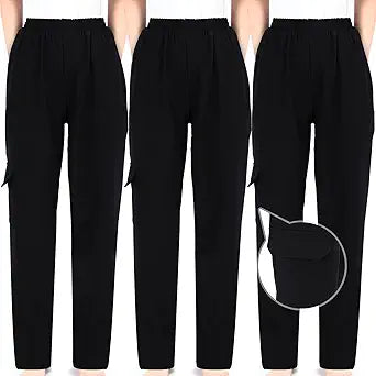 Blosssound Summer Men's Chef Pants Pack Classic 5 Pocket Chef Cargo Baggy Kitchen Pants with Elastic Waist