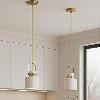 Pendant Kitchen Light Adjustable Hanging Pendant Lights for Kitchen Island, Farmhouse Pendant Light, Modern Ceiling Lighting for Dining Room, Bathroom & Living Room - White