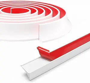 Shower Threshold Water Dam Guard, Self Adhesive Silicone Rubber Shower Door Bootom Seal Strip for Walk in Shower (39 Inch, White)