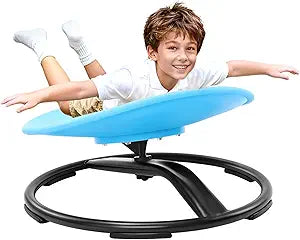 Zhenx Spinning Chair for Autistic Kids (Ages 3-18) - 220lbs Capacity Sensory Swivel Seat - Sensory Toy for Teens with ADHD/Autism - Sit & Spin Calming Gift to Improve Focus & Body Balance (Blue)