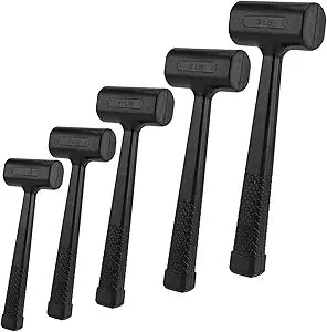 5 Pieces Deadblow Hammer Set, 0.5LB, 1LB, 1.5Lbs, 2LB, 3Lbs Rubber Mallet, Rubber Hammer with Checkered Grip, Spark and Rebound Resistant Hammers
