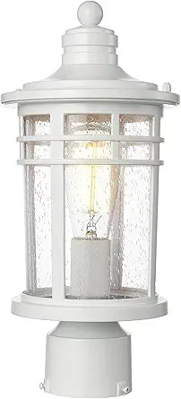 Darkaway Outdoor Post Lights Lamp Posts Outdoor Lighting, Waterproof Aluminum Post Lights Outdoor Light Fixtures with Glass, Light Posts for Outside Patio Yard (1 Pack, White)