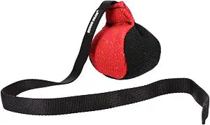 Dingo Gear Dog Ball with Long Handle, French Linen, Red Black