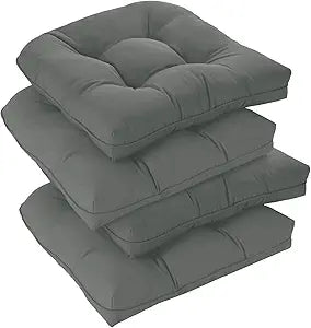 downluxe Outdoor Chair Cushions Set of 4 for Patio Furniture, Water Resistant Tufted Overstuffed Patio Furniture Cushions, Thick Outdoor Seat Cushion, 19" X 19" X 5", Dark Grey