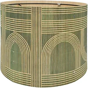 Rustic Bamboo Boho lamp Shade Decorative Geometric Green Figure 11.8x9Inch