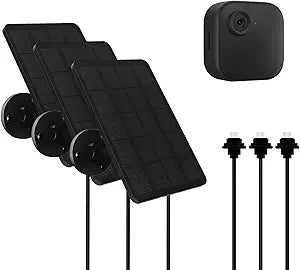 3 Pack Solar Panel for Blink Outdoor 4 (4th Gen) Camera, 4W Solar Panels with USB-C Port, Rubber Plug, IP65 Waterproof, 13.12Ft Cable