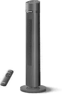 PELONIS 40-inch Bladeless Tower Fan for Bedroom, Standing Fan with Remote Control, 26ft/s, 90┬░ Oscillation, 3 Speed Settings, 27 dB, 3 Modes, 15-Hour Timer, LED Display, Fan that Blows Cold Air, Black