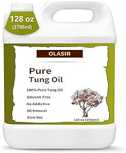 1 Gallon 100% Pure Tung Oil for Wood Finishing 128 oz Natural Food Grade Safe, Waterproof Tung Oil for Wood Floors, Indoor & Outdoor Furniture