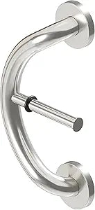 HEALTHCRAFT Plus 2-in-1 Toilet Paper Holder and Grab Bar (14 Inch) | ADA Compliant Safety Grab Bar for Seniors, Wall-Mounted, Supports Up to 500 lbs in Brushed Stainless Steel