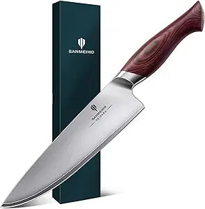 Chef Knife 8 Inch, High Carbon Japanese 10Cr15Mov Stainless Steel Kitchen Professional Cooking Knife, Ultra Sharp Japanese Knife with Ergonomic Pakkawood Handle