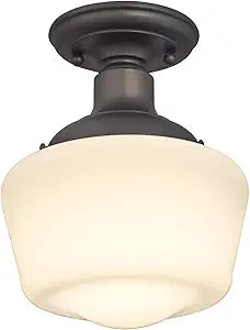 Westinghouse Lighting 6342200 Scholar One-Light Indoor Semi-Flush Ceiling Fixture, Oil Rubbed Bronze Finish with White Opal Glass