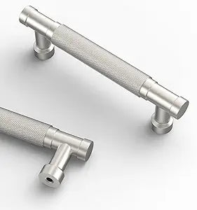 Asidrama 10 Pack 3.75 Inch(96mm) Brushed Satin Nickel Cabinet Pulls Knurled Kitchen Cabinet Handles, Cabinet Pulls Kitchen Cabinet Hardware for Cupboard Drawer Pulls