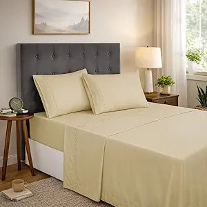 Dreamology Tencel Sheet Set Queen,100% Tencel Lyocel Sheet Set, Eucalyptus Sheets, Soft, Breathable & Cooling Satin Sheets for Hot Sleepers, Queen Bed Sheets,16" Deep Pocket - 4 Piece (Wood Ash)