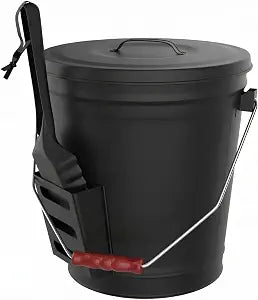 Pure Garden Metal Ash Bucket and Shovel, Black, 4.75-Gallon