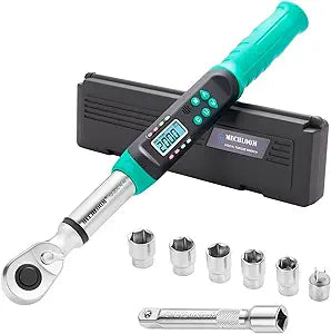 Digital Torque Wrench 1/2" Drive, 7.4147.5 Ft-lbs / 10200 Nm, 2% Accuracy, Dual-Direction Ratchet, Electric Torque Wrench with Buzzer & LED Indicator for Bike, Motorcycle, Auto Repair