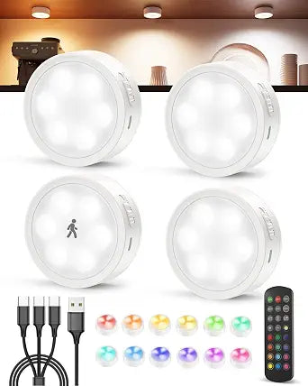 2400mAh USB Rechargeable Puck Lights, Motion Sensor Cabinet Lighting