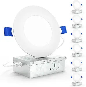 Sunco 6 Pack 4 Inch Ultra-Thin LED Recessed Light, Canless, 10W=60W