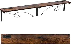 78.8" Narrow Console Table with Outlet, 5.9" Sofa Table Behind Couch Wall Mounted, 2 Pack with 4 Power Outlets 4 USB-C Ports 4.9ft Cord for Entryway, Hallway, Living Room, Rustic Brown