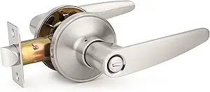 Probrico 4 Pack Privacy Door Levers Door Handles for Bedroom or Bathroom Keyless Leverset, Locked in Side Home/Office Door Lockset,Modern&Durable in Satin Nickel Door Hardware