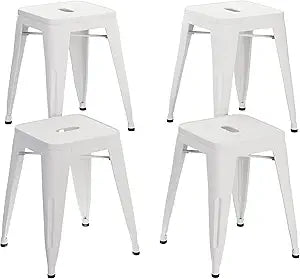 WENTMENT 18 Inch Stools Set of 4 Dining Room Chairs Vintage Stackable BacklessStools for Classroom Back to School Home Kitchen