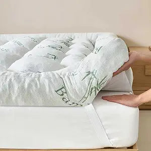 5 Inch Memory Foam Mattress Topper Queen Size, Breathable Viscose Made from Bamboo Pillow Top Mattress Pad Cover, Soft Bed Topper with 2000 GSM Foam Filling for Pain Relief, White, 60x80x5 in