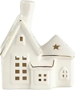 Elements 5.04x3.11x5.71 Inch White with Gold Accents Ceramic House Figurine Durable Design for Everyday Use in Home Kitchen Dining and Entertaining Settings