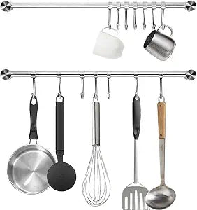 Audmore Kitchen Utensil Rack 2PCS, 15.6 Pot & Pan Hanging Rack Wall Mount