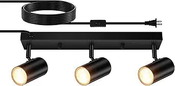 AUQUEE 3 Light Plug-inTrack Lighting Kit, LED Wall Light,Black