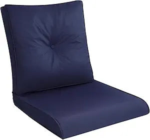 Pauwer Outdoor Chair Cushions Set, 22x24 Inch Waterproof Deep Seat Cushions for Outdoor Furniture, High Resilience Foam Patio Furniture Cushions with 22x22 Back Cushion for Chair Sofa Couch, Navy Blue