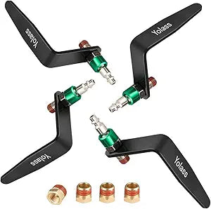 Yolass Pneumatic tool hook,1/4" NPT and 360 Rotatable L Air Rafter Hooks are Lightweight,Quick and Easy to Install for Air Blow Guns,Pneumatic Nail Guns,with Brass Joints,4-Piece