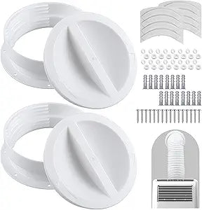 2 Set White Dual Size Wall Mount Connector for Portable Ac Vent Ac Exhaust Hose Coupler for 6 and 6.5 Inches Hose Accessories Plug