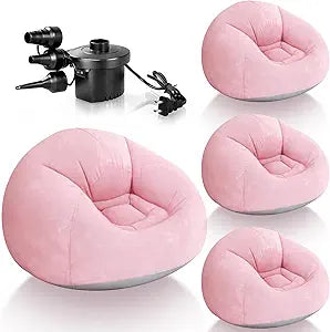 4 Pcs Inflatable Bean Bag Chairs with Electric Air Pump Inflatable Chairs Blow up Couch Folding Portable Inflatable Lazy Sofa for Movie Night Living Room Outdoor Camping (4, Pink)