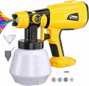 DTEZTECH Paint Sprayer for Dewalt 20V Battery(Battery Not Included), 200W HVLP Cordless Handheld Spray Gun Brushless Motor, with Copper Nozzle, Adjustable Flow for Walls, Fences, Furniture, Cabinets