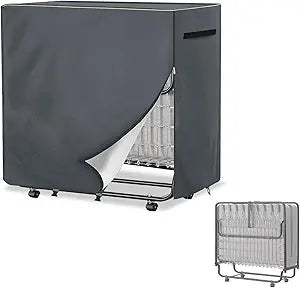Foldable Bed Cover,Heavy Duty Durable 600D Waterproof Dustproof Rollaway Bed Storage Cover,With Zipper Folding Bed Storage Cover for 75x46 Inch Twin Size Folding Beds,46" L x 14" W x 44" H,Gray