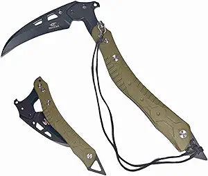 Folding Sickle Knife With Sheath, Quick Release Tactical Survival Tool with Safety Lock,Glass Breaker, Portable Outdoor Garden Pruning Tool (Army Green)