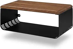 Floating Nightstand with Walnut Top | Modern Bedroom Decor | Minimalist Wall-Mounted Bedside Nightstand | Wall Mounted Shelf | Obsidian Oasis: Bold Black