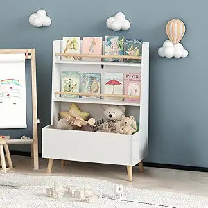 Kids Toy Storage Organizer, 3 Tier Children Bookcase and Bookshelf, Modern Open Display Cabinet, Freestanding Display Storage for Children, Friends, Family, White