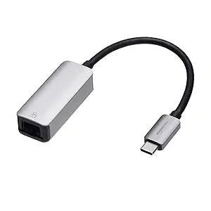 Amazon Basics Aluminum USB-C to RJ45 Gigabit Ethernet Adapter, Portable, Fast Network, Grey, 2.07 x 0.81 x 0.6 inches
